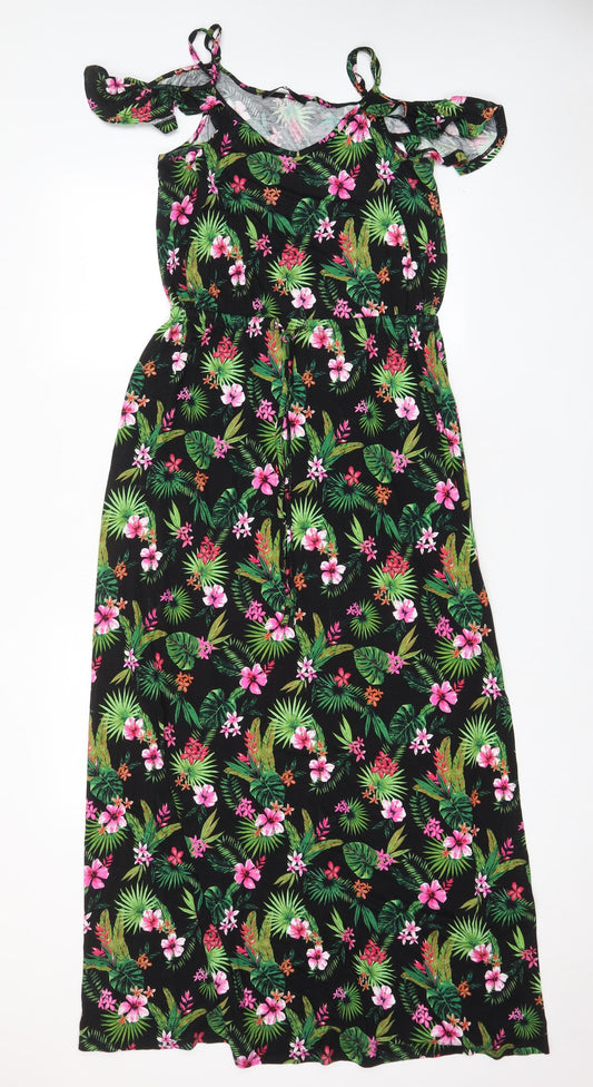Very Womens Multicoloured Floral Viscose A-Line Size 14 Scoop Neck Pullover - Frill