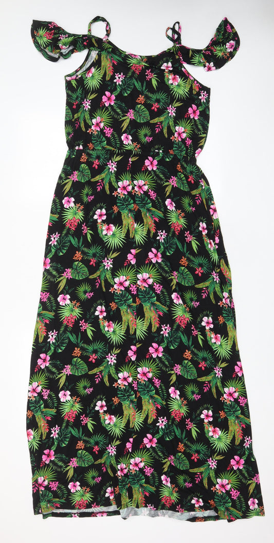Very Womens Multicoloured Floral Viscose A-Line Size 14 Scoop Neck Pullover - Frill