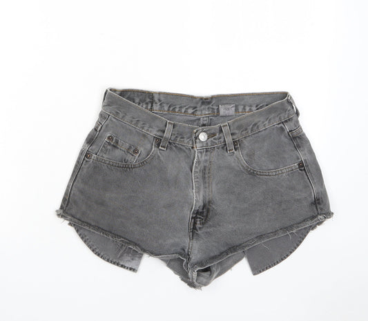 Levi's Womens Grey Cotton Hot Pants Shorts Size 28 in Regular Zip - Pockets, Belt Loops