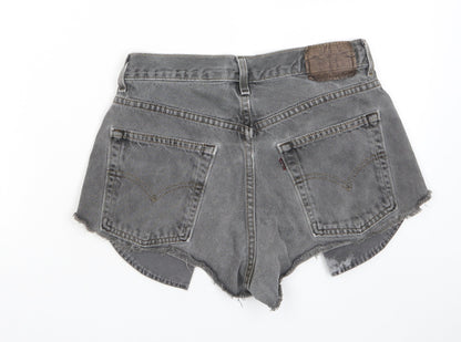 Levi's Womens Grey Cotton Hot Pants Shorts Size 28 in Regular Zip - Pockets, Belt Loops
