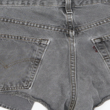 Levi's Womens Grey Cotton Hot Pants Shorts Size 28 in Regular Zip - Pockets, Belt Loops
