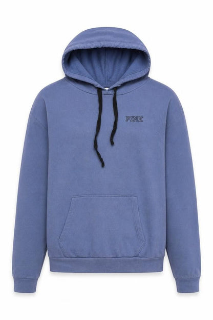 PINK Womens Blue Cotton Pullover Hoodie Size M Pullover