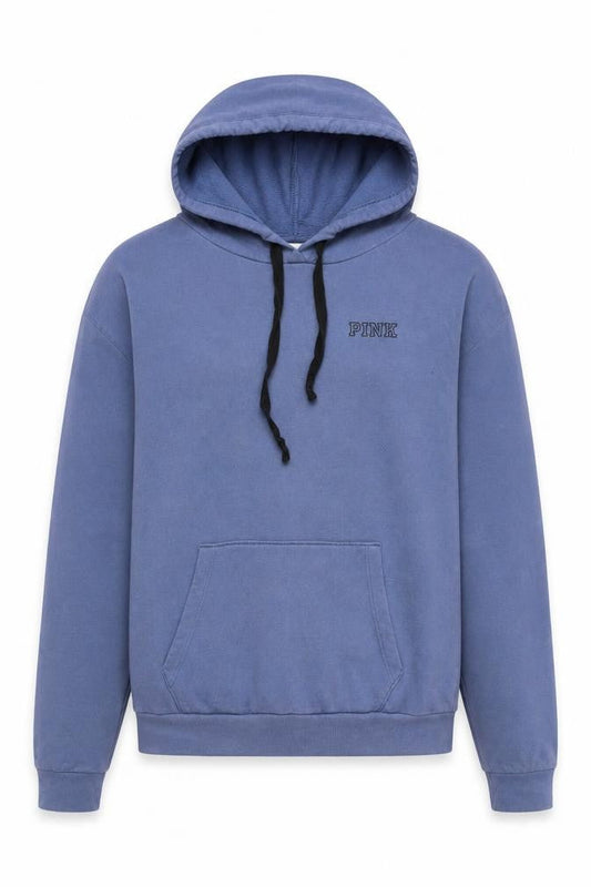 PINK Womens Blue Cotton Pullover Hoodie Size M Pullover