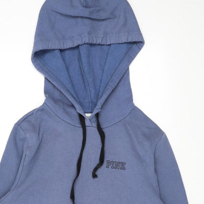 PINK Womens Blue Cotton Pullover Hoodie Size M Pullover