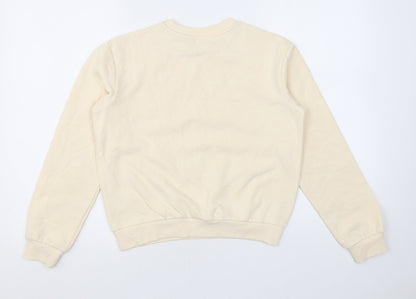 H&M Girls Beige Cotton Pullover Sweatshirt Size 10 Years Pullover - Pearls