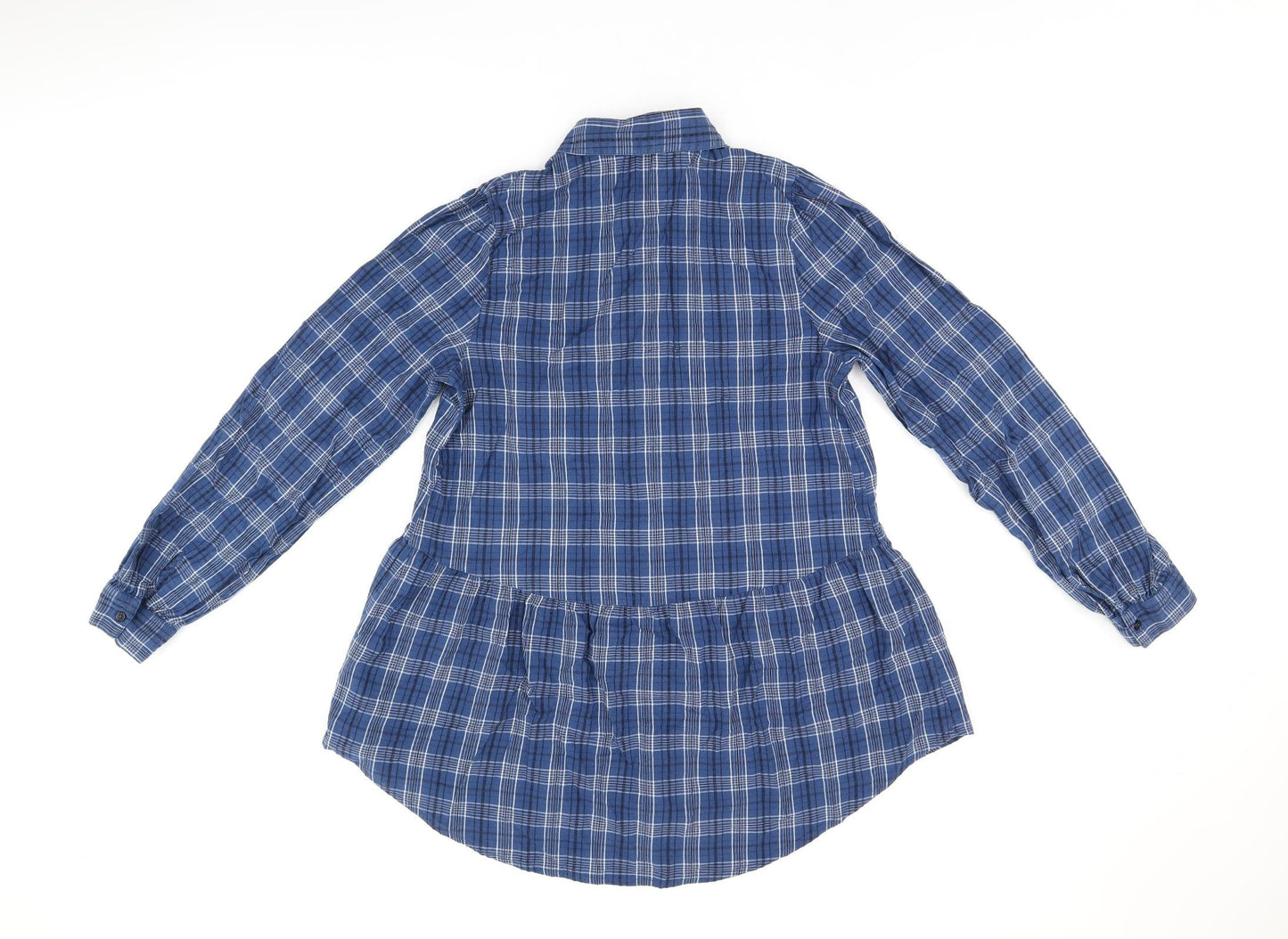 NEXT Womens Blue Plaid Cotton Basic Button-Up Size 10 Collared