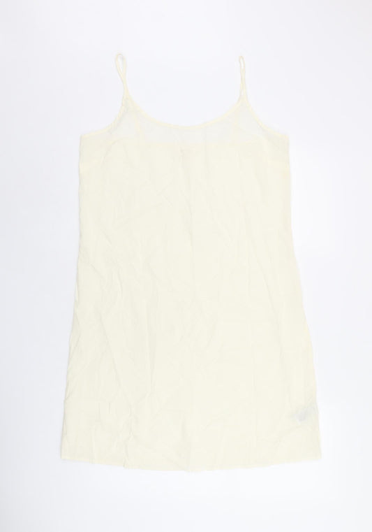 Per Una Womens Ivory Cotton Tank Dress Size 12 Scoop Neck Pullover