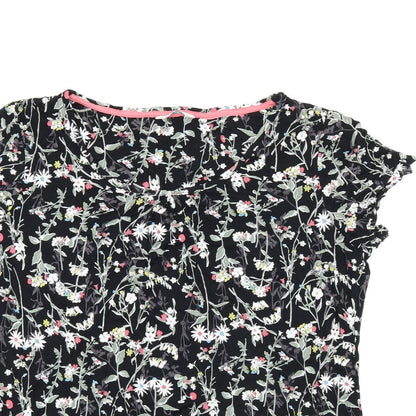 Marks and Spencer Womens Black Floral Viscose Top Pyjama Top Size 14