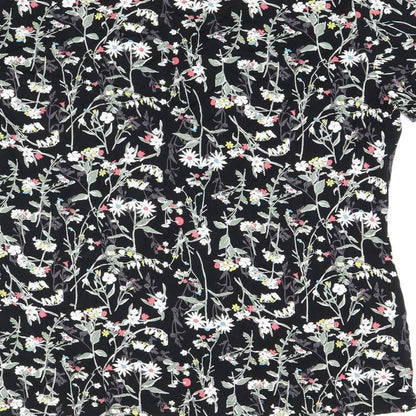 Marks and Spencer Womens Black Floral Viscose Top Pyjama Top Size 14