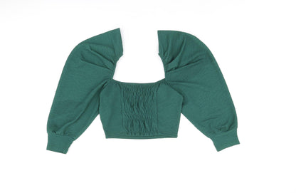 Pull&Bear Womens Green Polyester Cropped Blouse Size S Square Neck