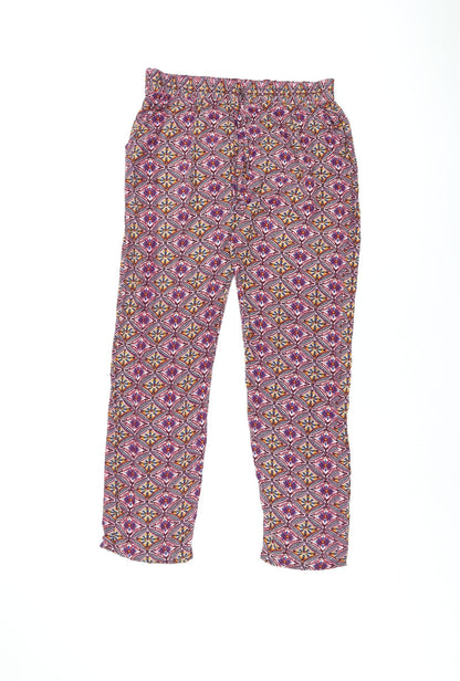Jasmine Womens Red Geometric Viscose Trousers Size L L26.5 in Regular Drawstring - Size L/XL