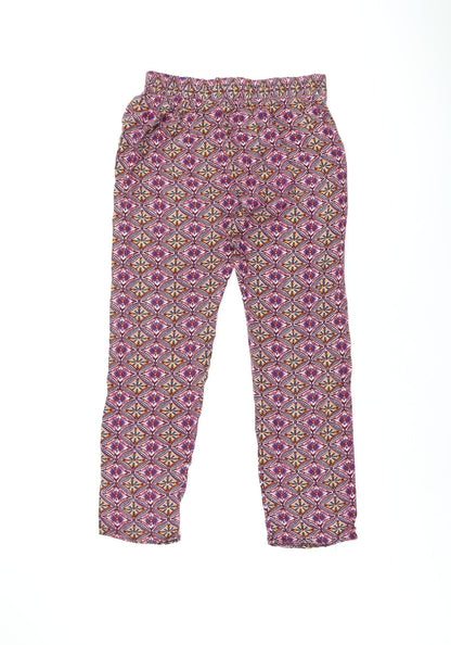 Jasmine Womens Red Geometric Viscose Trousers Size L L26.5 in Regular Drawstring - Size L/XL