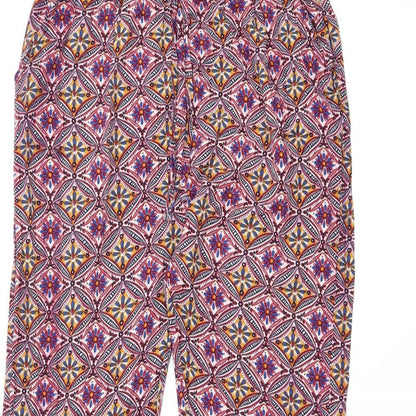 Jasmine Womens Red Geometric Viscose Trousers Size L L26.5 in Regular Drawstring - Size L/XL