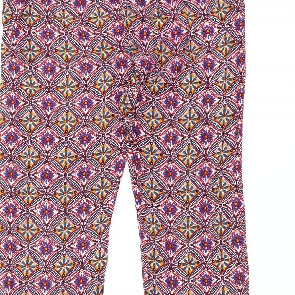 Jasmine Womens Red Geometric Viscose Trousers Size L L26.5 in Regular Drawstring - Size L/XL