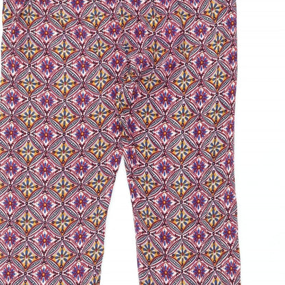 Jasmine Womens Red Geometric Viscose Trousers Size L L26.5 in Regular Drawstring - Size L/XL