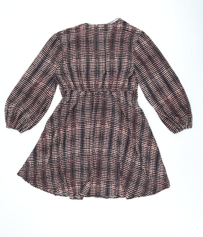 Per Una Womens Black Tie Dye Polyester Shift Size 12 V-Neck Pullover