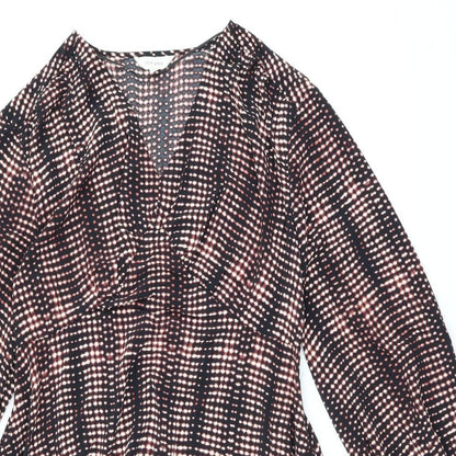 Per Una Womens Black Tie Dye Polyester Shift Size 12 V-Neck Pullover
