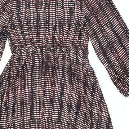 Per Una Womens Black Tie Dye Polyester Shift Size 12 V-Neck Pullover