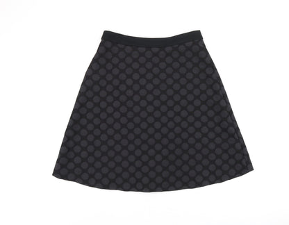 Marks and Spencer Womens Black Polka Dot Cotton Swing Skirt Size 12 Zip