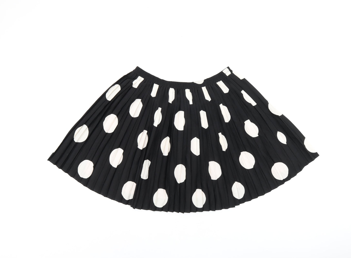 Johnnie B Girls Black Polka Dot Polyester Skater Skirt Size 15-16 Years Regular Pull On - Pleated