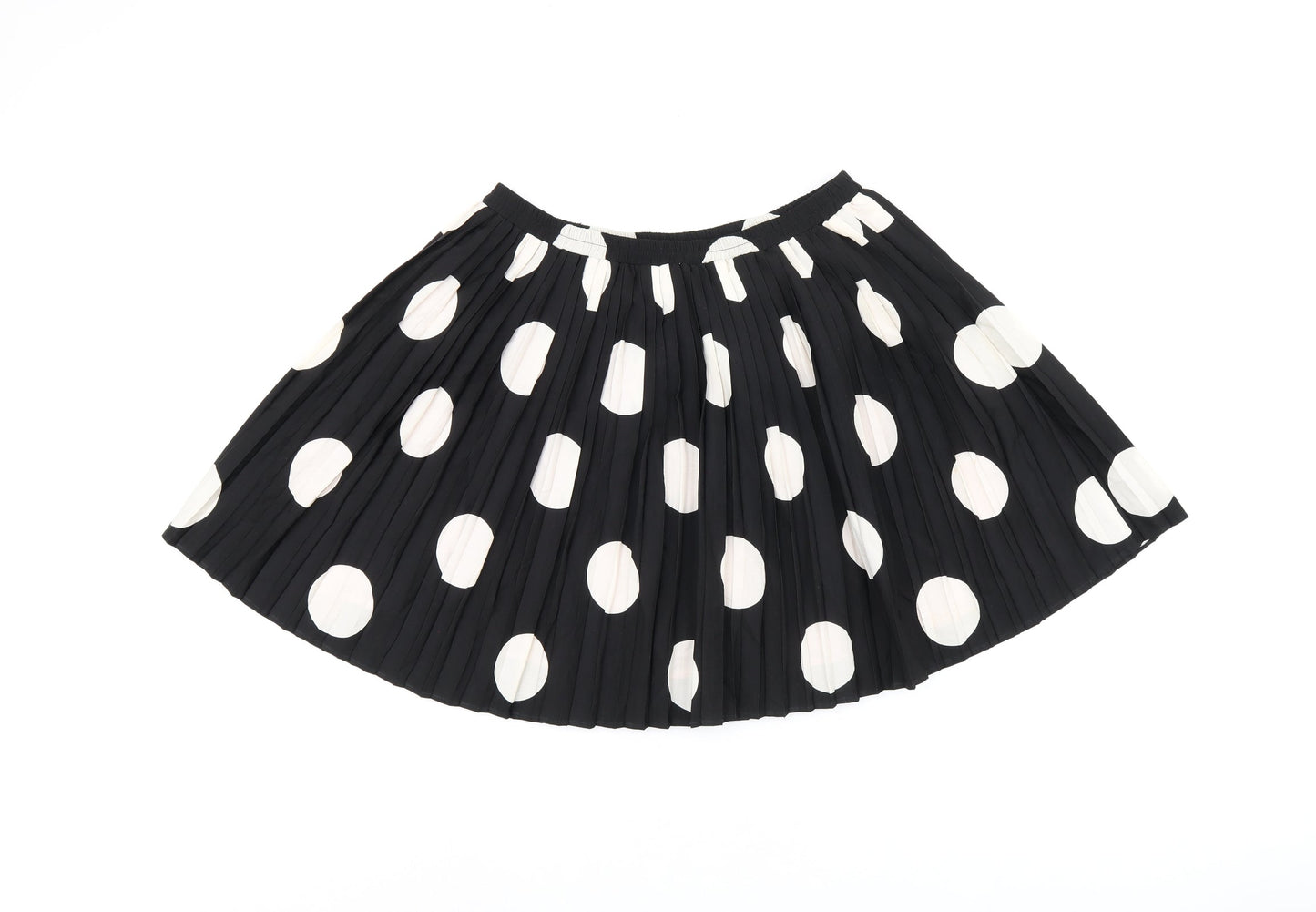 Johnnie B Girls Black Polka Dot Polyester Skater Skirt Size 15-16 Years Regular Pull On - Pleated