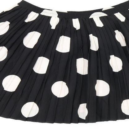 Johnnie B Girls Black Polka Dot Polyester Skater Skirt Size 15-16 Years Regular Pull On - Pleated
