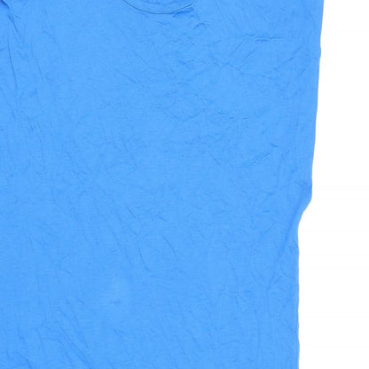 Marks and Spencer Womens Blue Viscose T-Shirt Dress Size M Round Neck Pullover - Split Hem