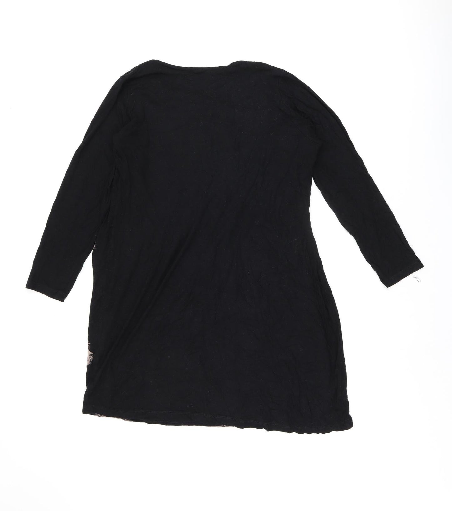 Autograph Womens Black Geometric Viscose Basic Blouse Size 14 Cowl Neck