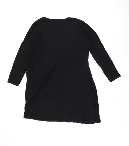 Autograph Womens Black Geometric Viscose Basic Blouse Size 14 Cowl Neck