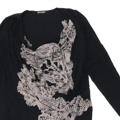 Autograph Womens Black Geometric Viscose Basic Blouse Size 14 Cowl Neck