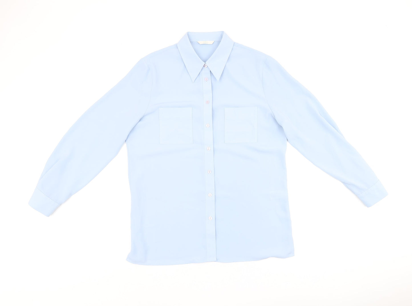 Womens UK Size 12 Marks and Spencer Blue Basic Button-Up