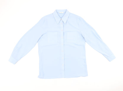 Womens UK Size 12 Marks and Spencer Blue Basic Button-Up
