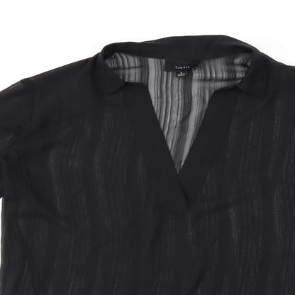 Lumiere Womens Black Polyester Basic Blouse Size S V-Neck - Sheer