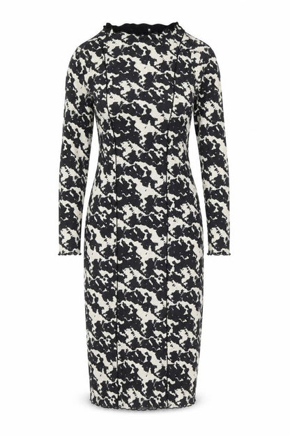 Marks & Spencer Womens Black Geometric Polyester Bodycon Size 14 Boat Neck Pullover