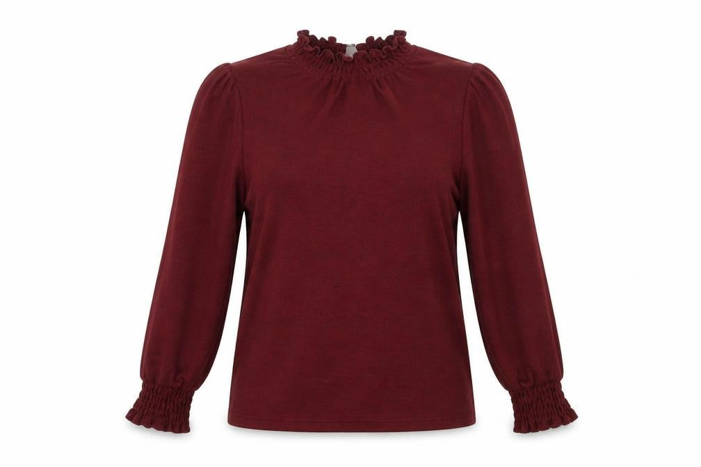 River Island Womens Red Polyester Basic T-Shirt Size 6 Mock Neck