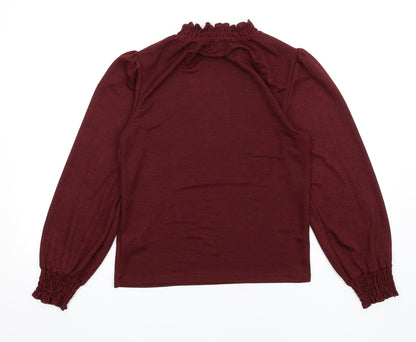 River Island Womens Red Polyester Basic T-Shirt Size 6 Mock Neck
