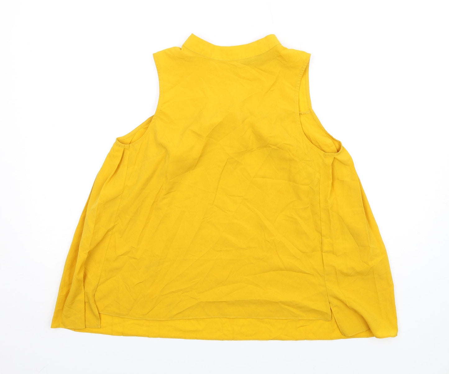 French Connection Womens Yellow Polyester Basic Blouse Size 8 Round Neck