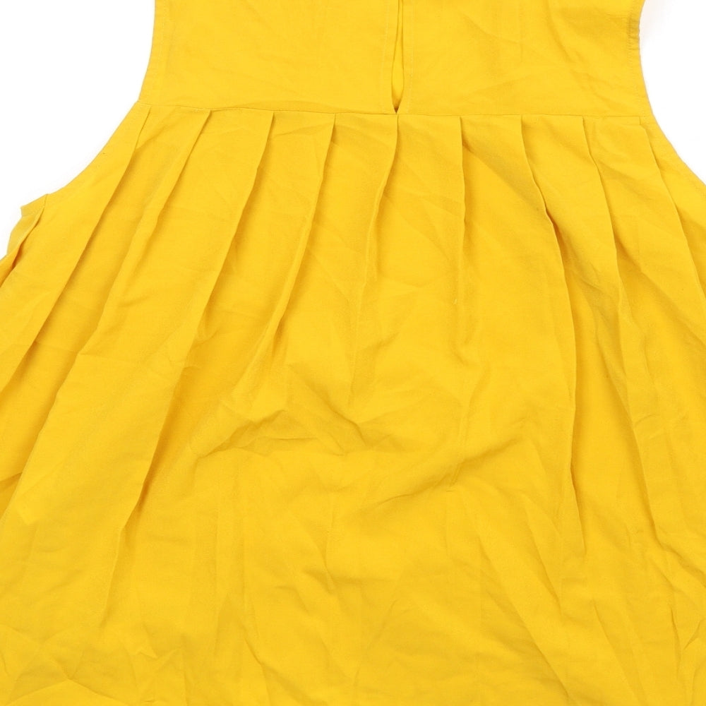 French Connection Womens Yellow Polyester Basic Blouse Size 8 Round Neck