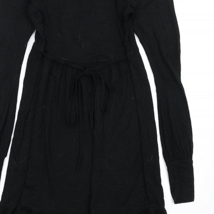 Warehouse Womens Black Viscose A-Line Size 8 V-Neck Pullover