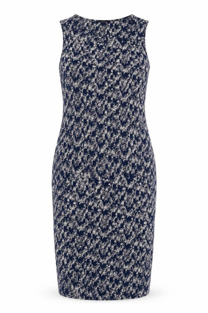 NEXT Womens Blue Geometric Viscose Bodycon Size 14 Round Neck Pullover