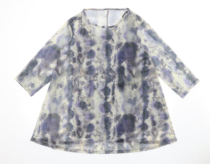 Yours Womens Blue Tie Dye Polyester A-Line Size 16 Round Neck Pullover