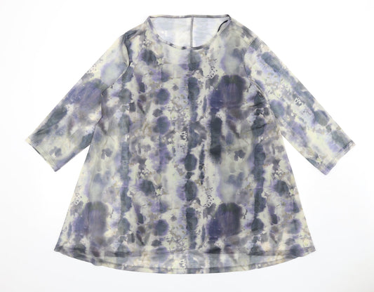 Yours Womens Blue Tie Dye Polyester A-Line Size 16 Round Neck Pullover