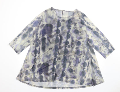 Yours Womens Blue Tie Dye Polyester A-Line Size 16 Round Neck Pullover