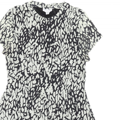 Topshop Womens Black Geometric Polyester A-Line Size 14 Round Neck Pullover