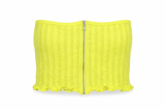 Urban Outfitters Womens Yellow Polyester Cropped T-Shirt Size L Square Neck