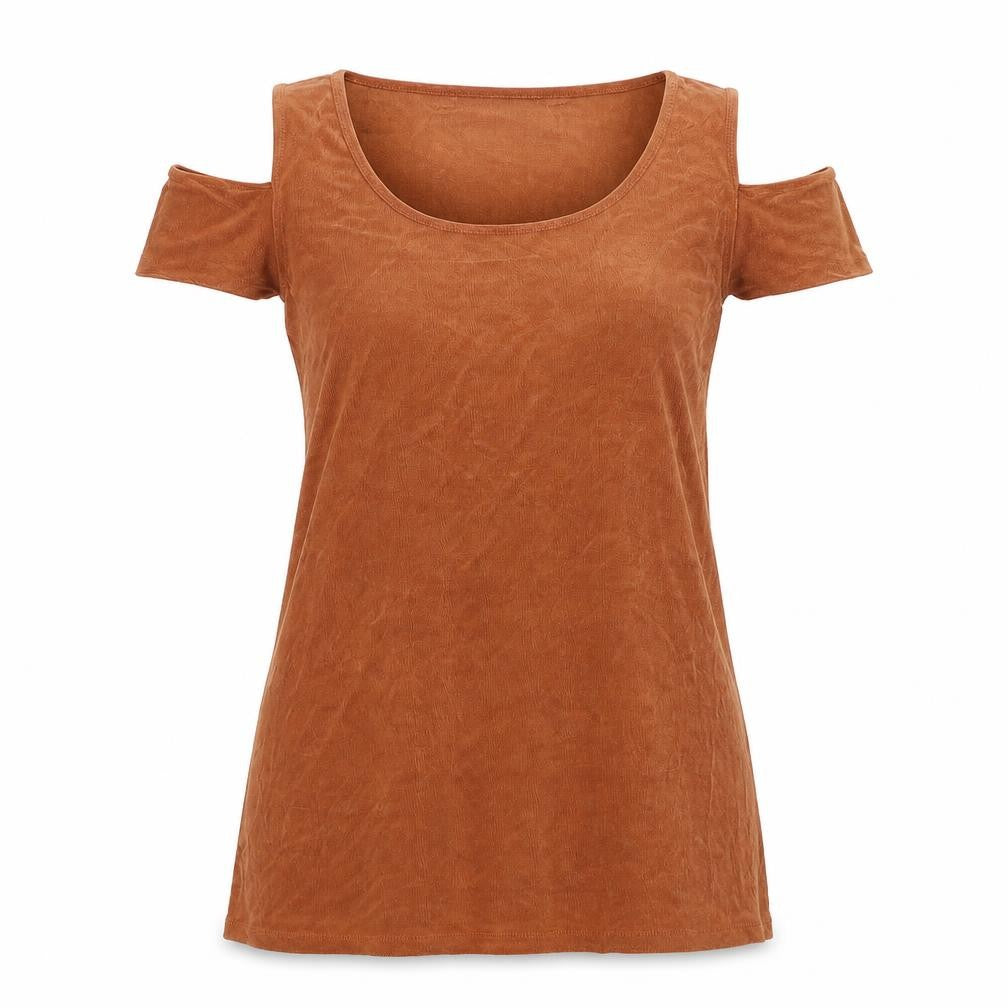 Womens UK Size L Kim&Co Brown Basic T-Shirt