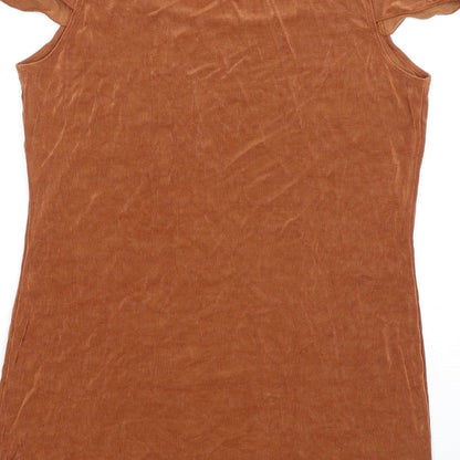 Womens UK Size L Kim&Co Brown Basic T-Shirt