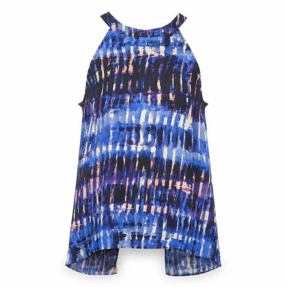 BB Dakota Womens Blue Geometric Polyester Basic Tank Size XS Round Neck
