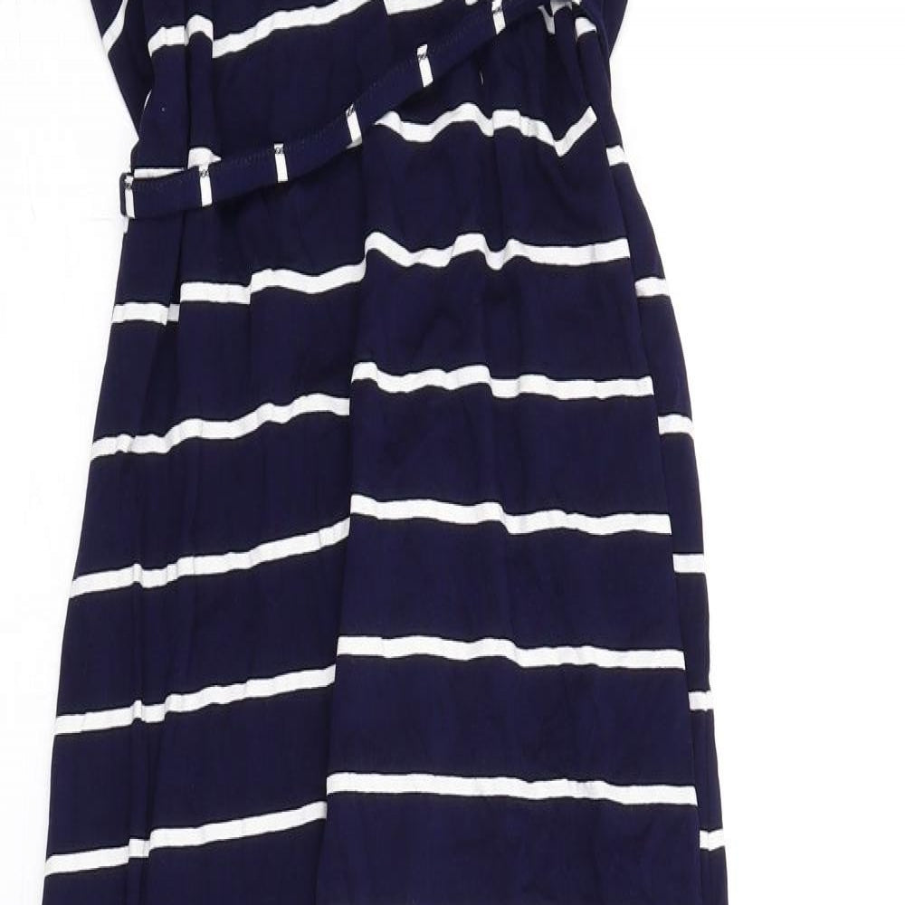 Oasis Womens Blue Striped Viscose Maxi Size S Square Neck Pullover