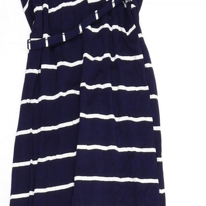 Oasis Womens Blue Striped Viscose Maxi Size S Square Neck Pullover